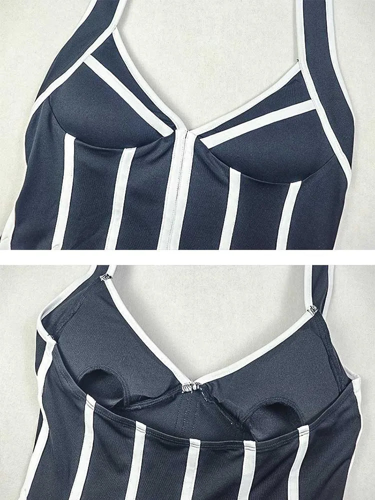 Short Sexy Dresses for Women Summer Female Clothing A Line Halter Neck Backless Dress Slimming Stretch Fabric Dress Pleated