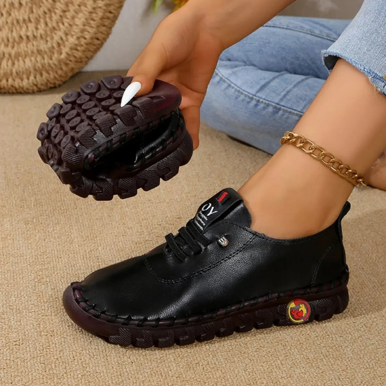Women Sneakers Spring Summer 2025 New Soft-soled Roman Sneakers Breathable Retro Stitching Muffin Bottom Plus Size Women Shoes