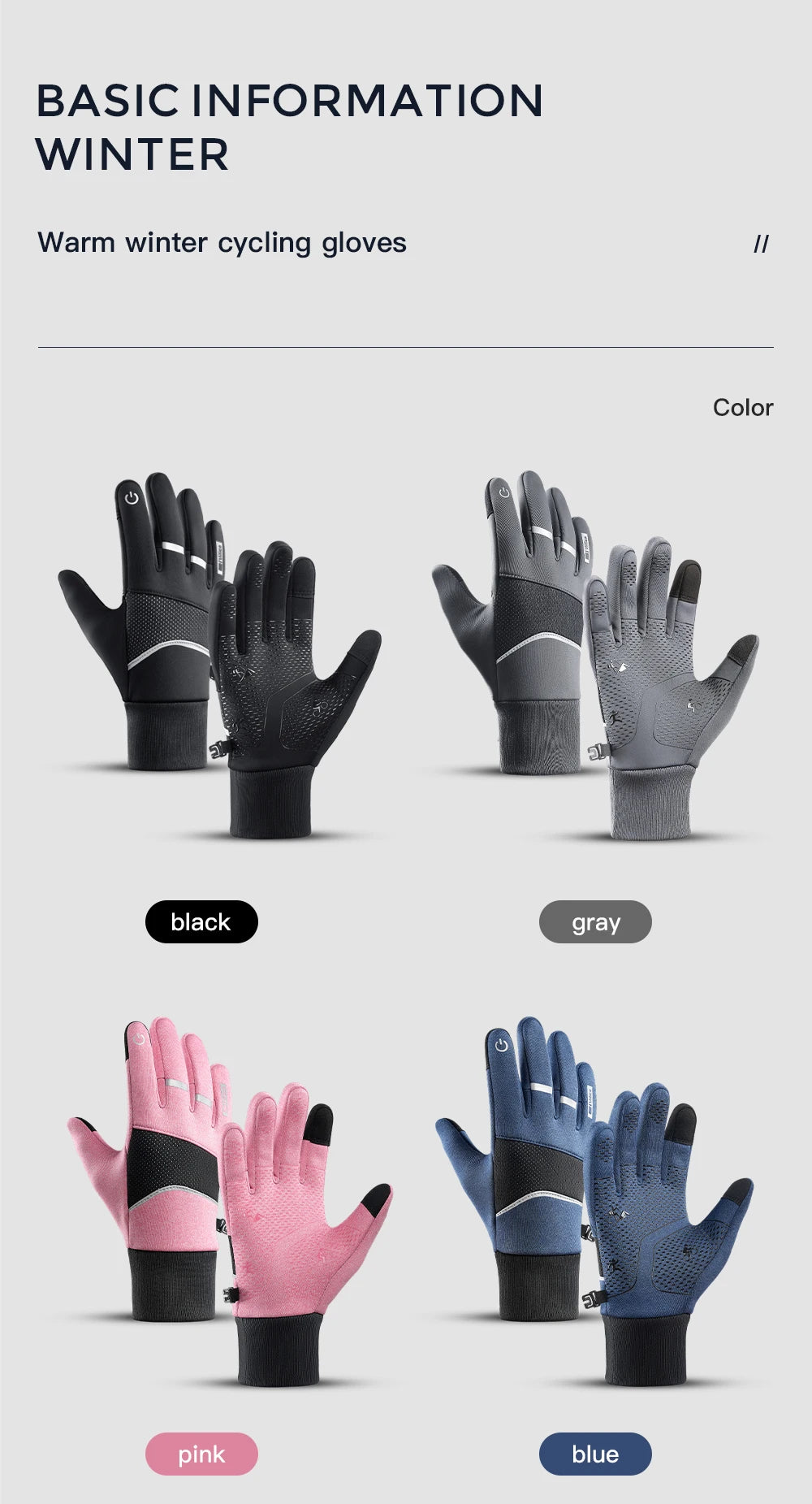 Winter Cycling Gloves for Men Women Warm Biking Glove for Riding Bicycle Gloves Waterproof Touchscreen Accessories Hiking Gloves