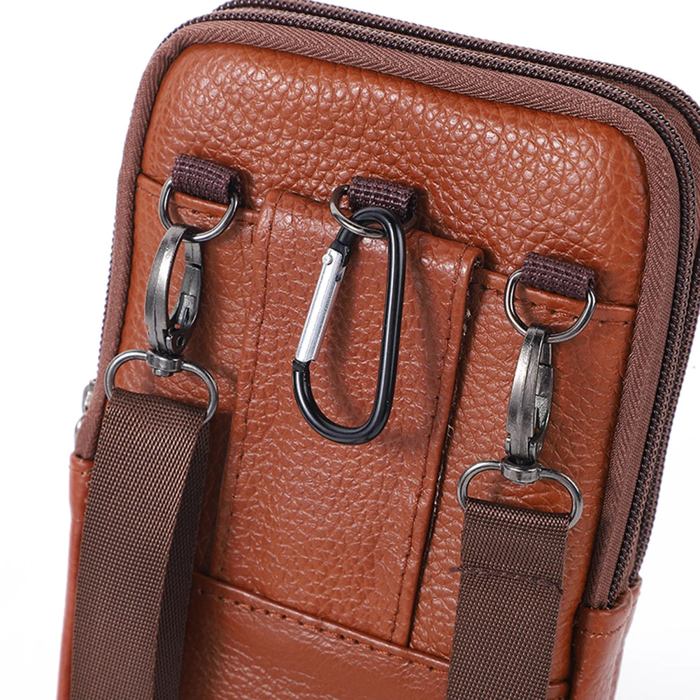 Portable Crossbody Bags Cowhide Leather Men Messenger Bags Fashion Simple Multi-pockets Casual for Outdoor Sport
