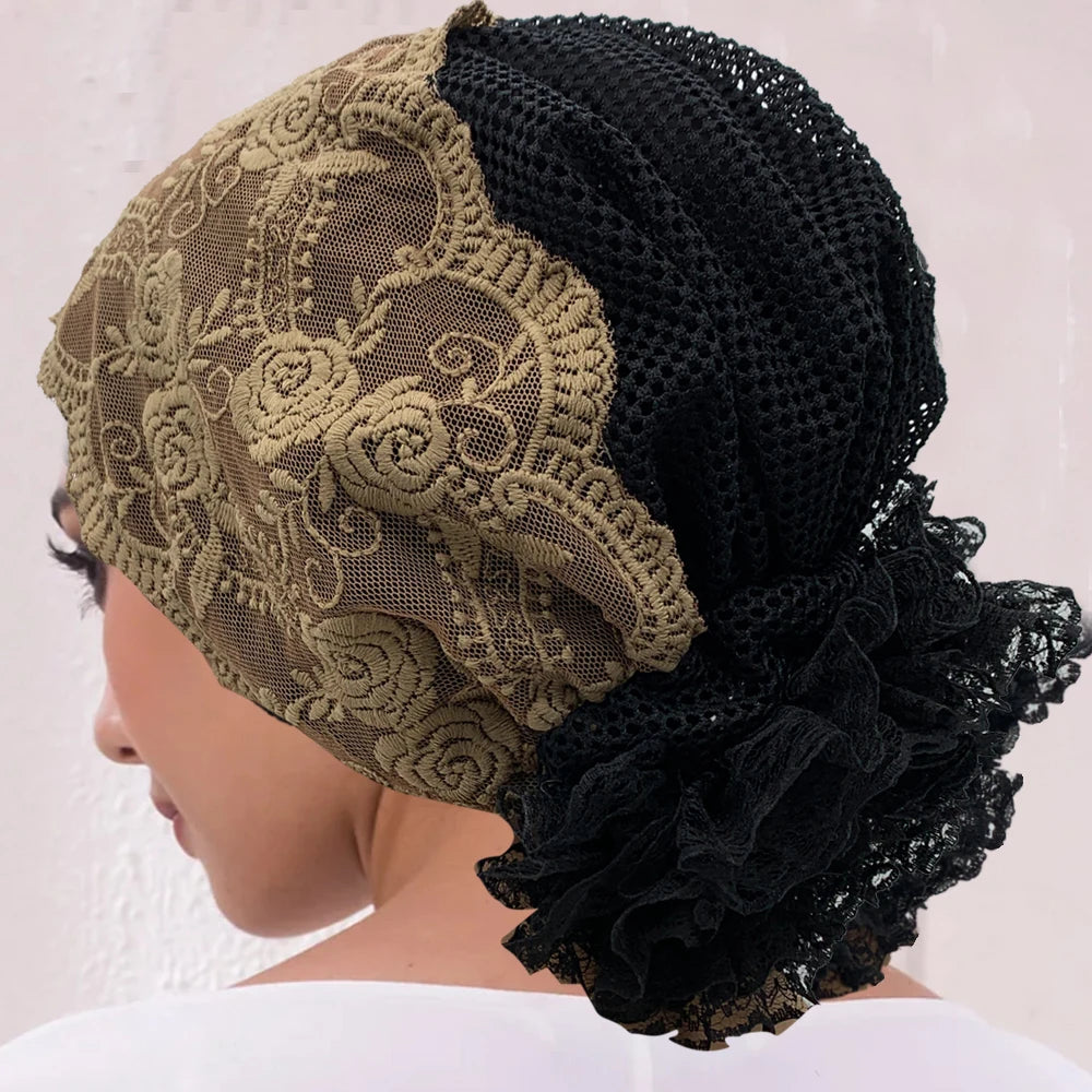 Muslim Under Scarf Hat Cancer Chemo Hats Turbante mujer Embroidery Turban Cap for Women Summer Breathable Head Wraps Bonnet