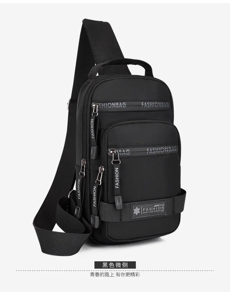 Chest Bag For Men New Large Capacity Shoulder Korean Version Travel Lightweight Nylon Crossbody Bag Backpack
