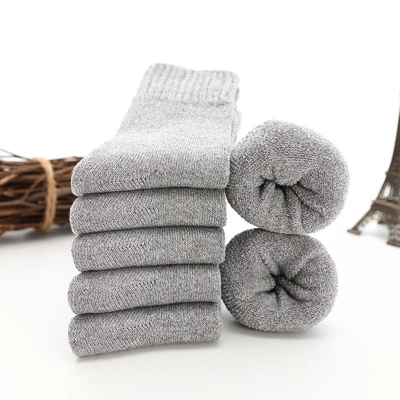 Winter Warm Socks for Men Winter Super Thick Merino Wool Socks Male Solid Color Middle Tube Against Cold Snow Sock Calcetines