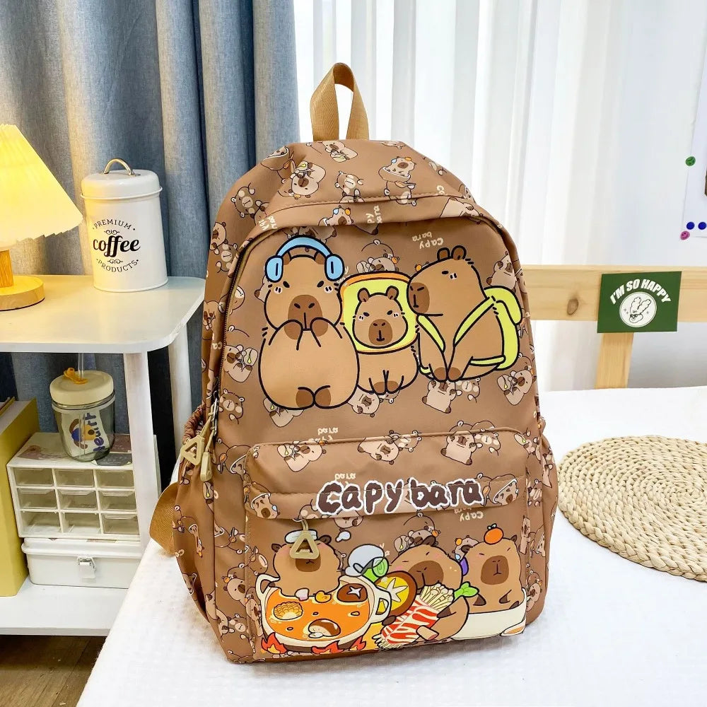 Cute Large Capacity Capybara Backpack Cartoon Breathable Student Schoolbag Nylon Ultra-light Book Bag Back to school Women Girl