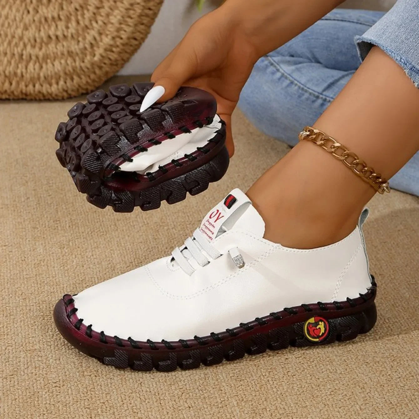 Women Sneakers Spring Summer 2025 New Soft-soled Roman Sneakers Breathable Retro Stitching Muffin Bottom Plus Size Women Shoes