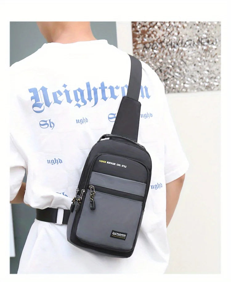 1pc Men's Casual Crossbody Bag, Fashion Sports Travel Oxford Cloth Sling Bag