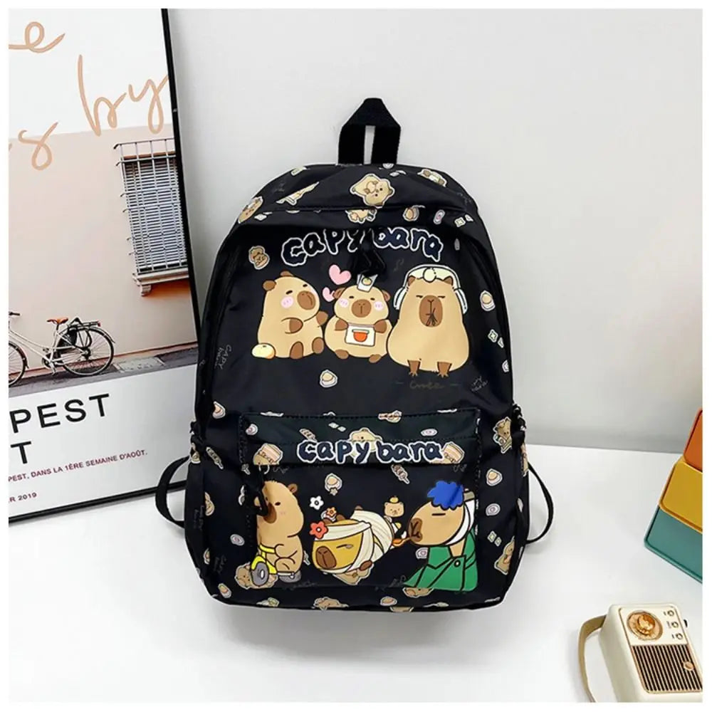 Cute Large Capacity Capybara Backpack Cartoon Breathable Student Schoolbag Nylon Ultra-light Book Bag Back to school Women Girl