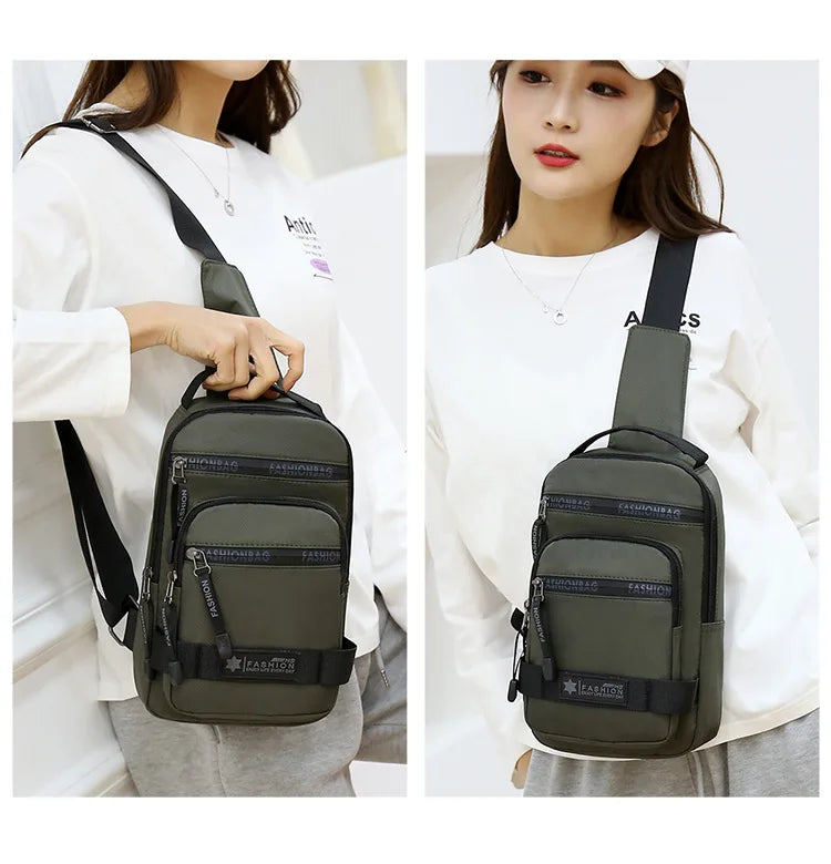 Chest Bag For Men New Large Capacity Shoulder Korean Version Travel Lightweight Nylon Crossbody Bag Backpack