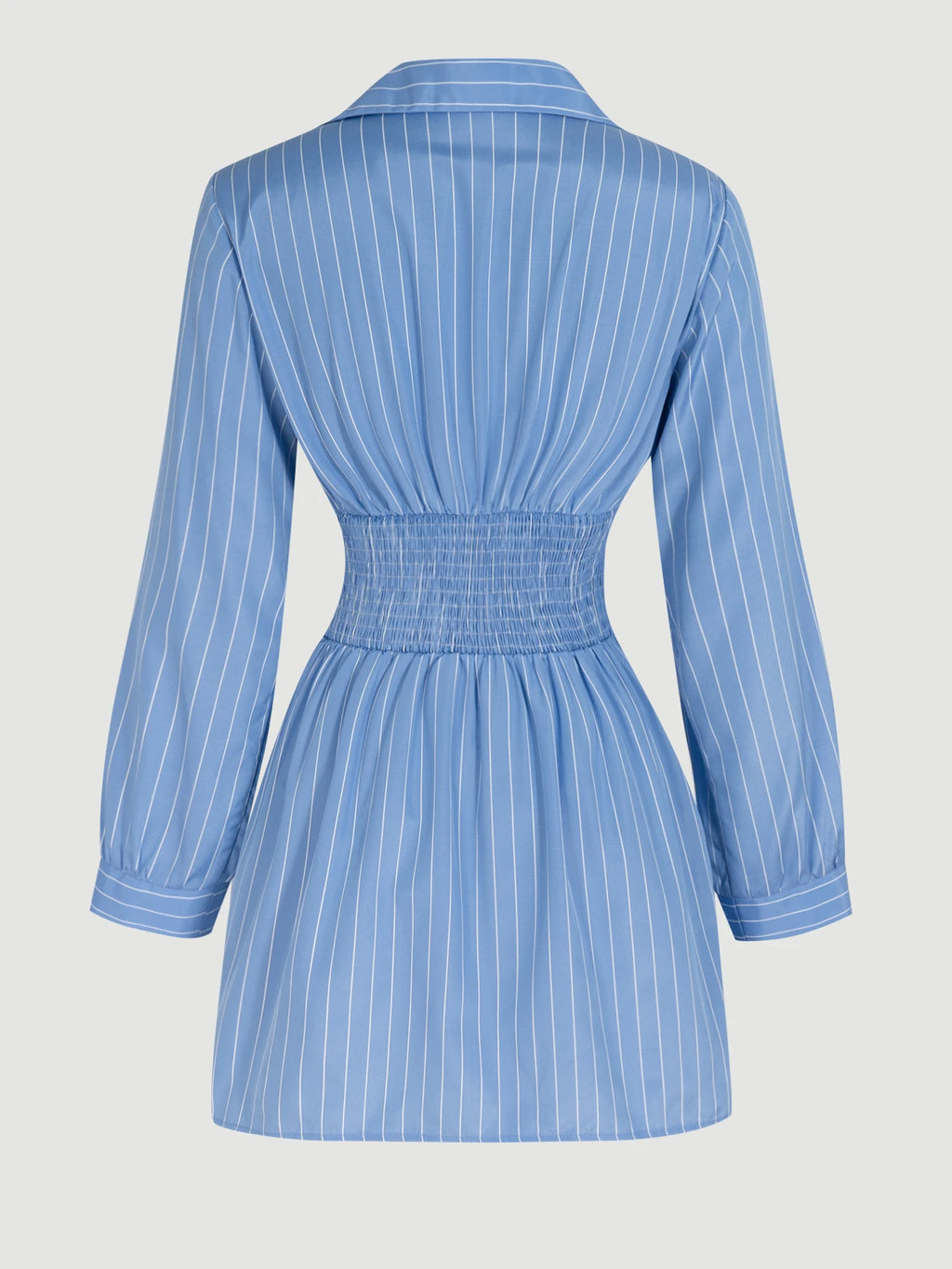 Women Dress Striped Wrap V Neck Ruched Shirt Mini Dress Chic New Spring Summer Preppy Dress Office Work Date Tailored Dress