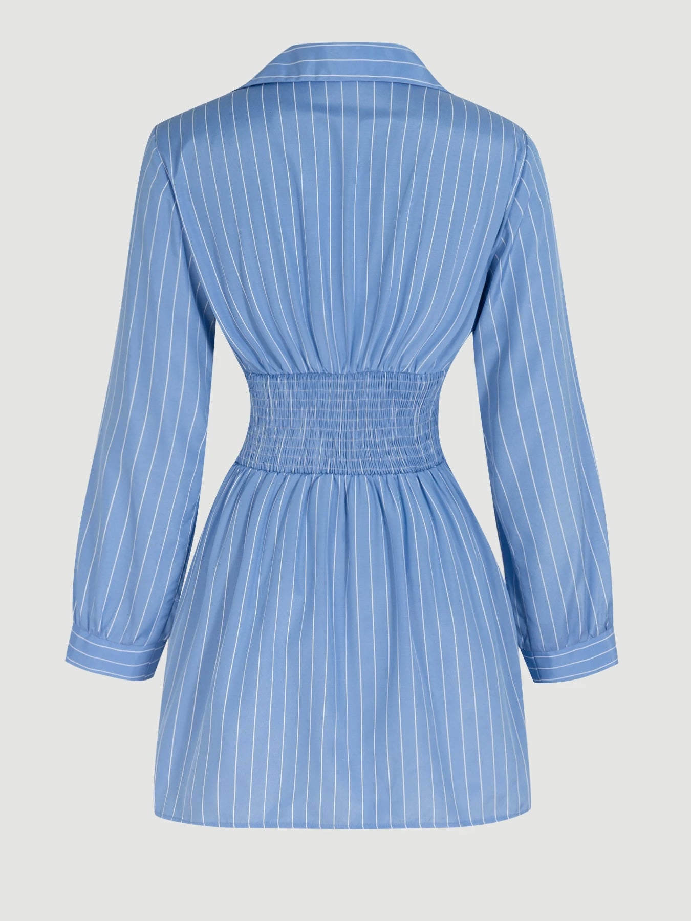 Women Dress Striped Wrap V Neck Ruched Shirt Mini Dress Chic New Spring Summer Preppy Dress Office Work Date Tailored Dress