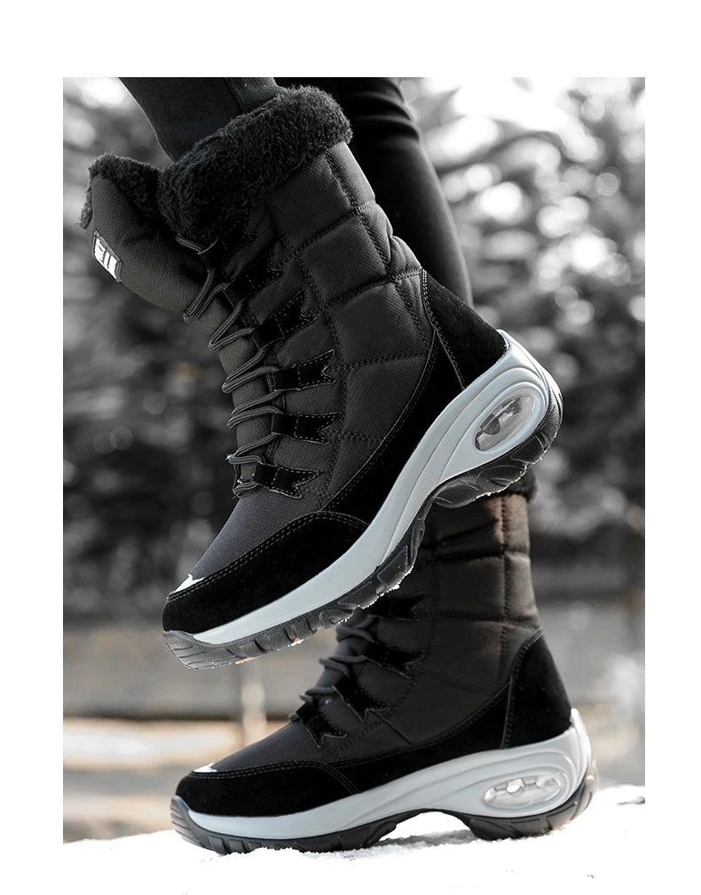 Winter Snow Boots Women Warm Comfortable Plush Lace-up Anti-slip High-top Women Boots Thick-soled Durable Soft Ankle Boots Women