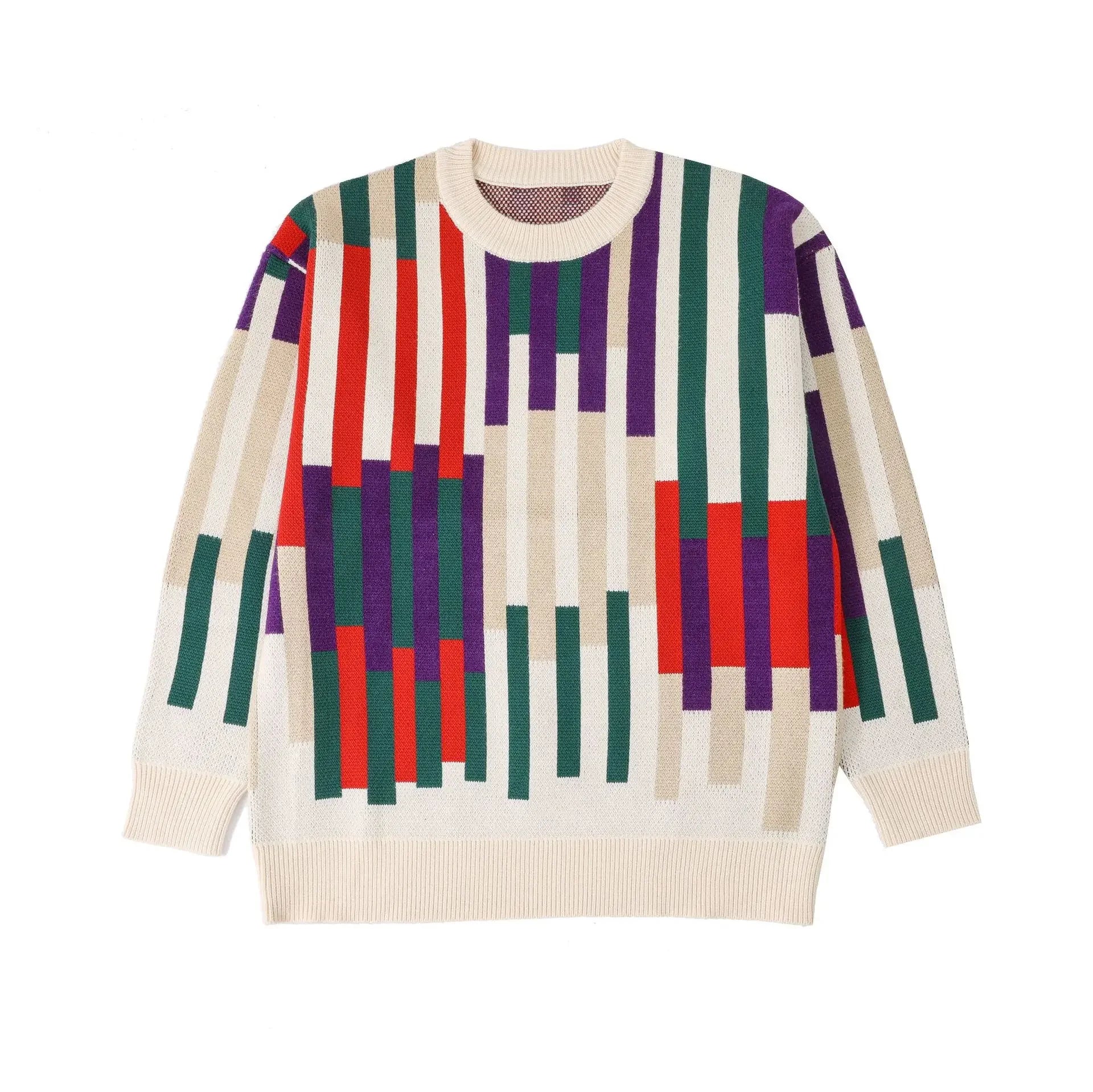 Fashion Sweater for The Whole Family Knitted Tops Mom and Daughter Baby Girl Matching Striped Knitwear Dad and Son Boy Jumper