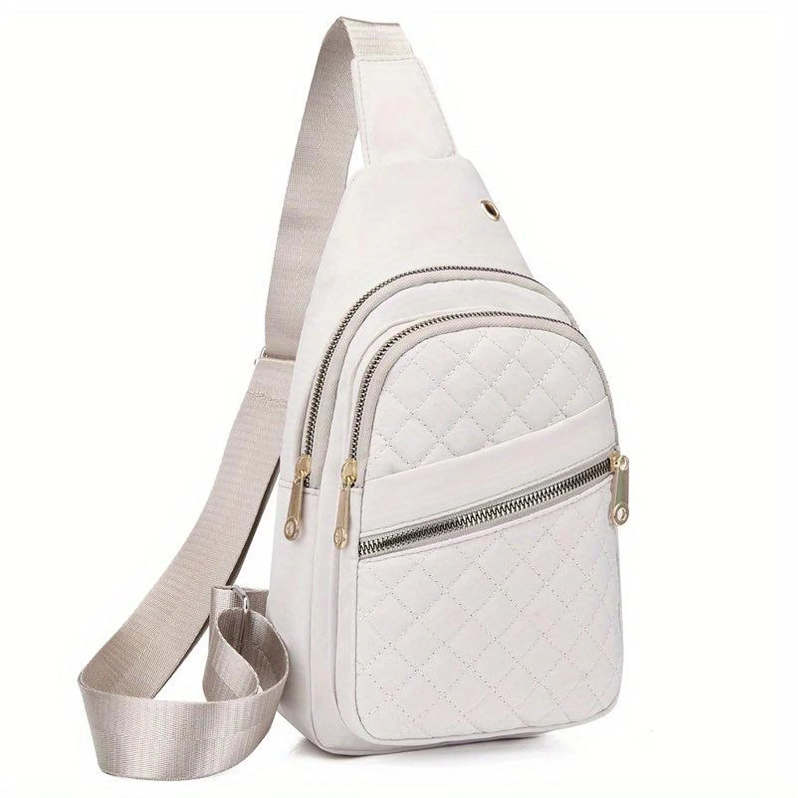 Sling Chest Bag Phone Purse Waterproofing Nylon Women Men Small Shoulder Bags for Sports Shopping Leisure White Sling Bag