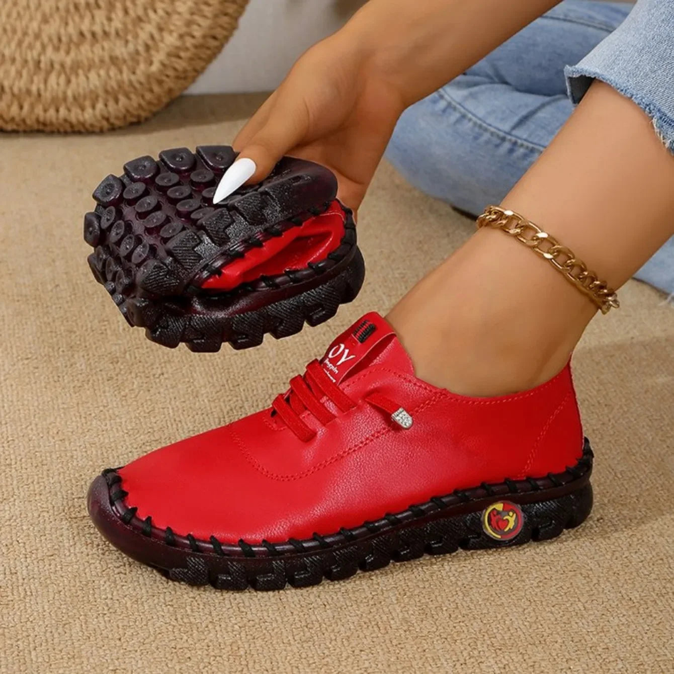 Women Sneakers Spring Summer 2025 New Soft-soled Roman Sneakers Breathable Retro Stitching Muffin Bottom Plus Size Women Shoes