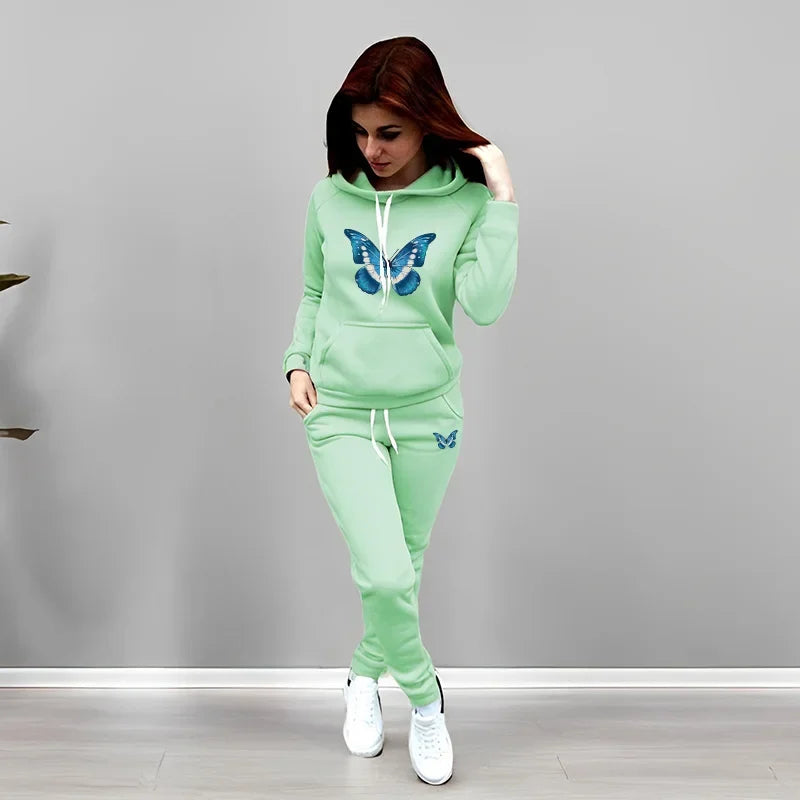 Women's 2 Piece Outfit Set Hoodie Joggers Tracksuit Casual Daily Fashion Autumn Winter Female Home Outdoor Comfort Warm Outfit