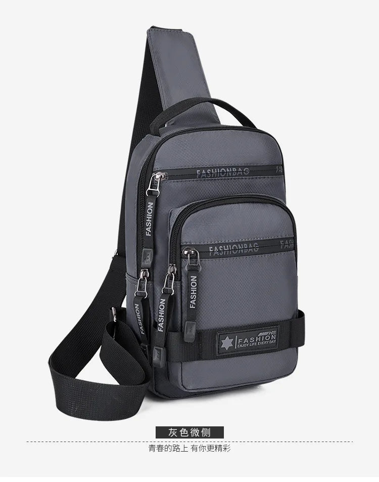 Chest Bag For Men New Large Capacity Shoulder Korean Version Travel Lightweight Nylon Crossbody Bag Backpack