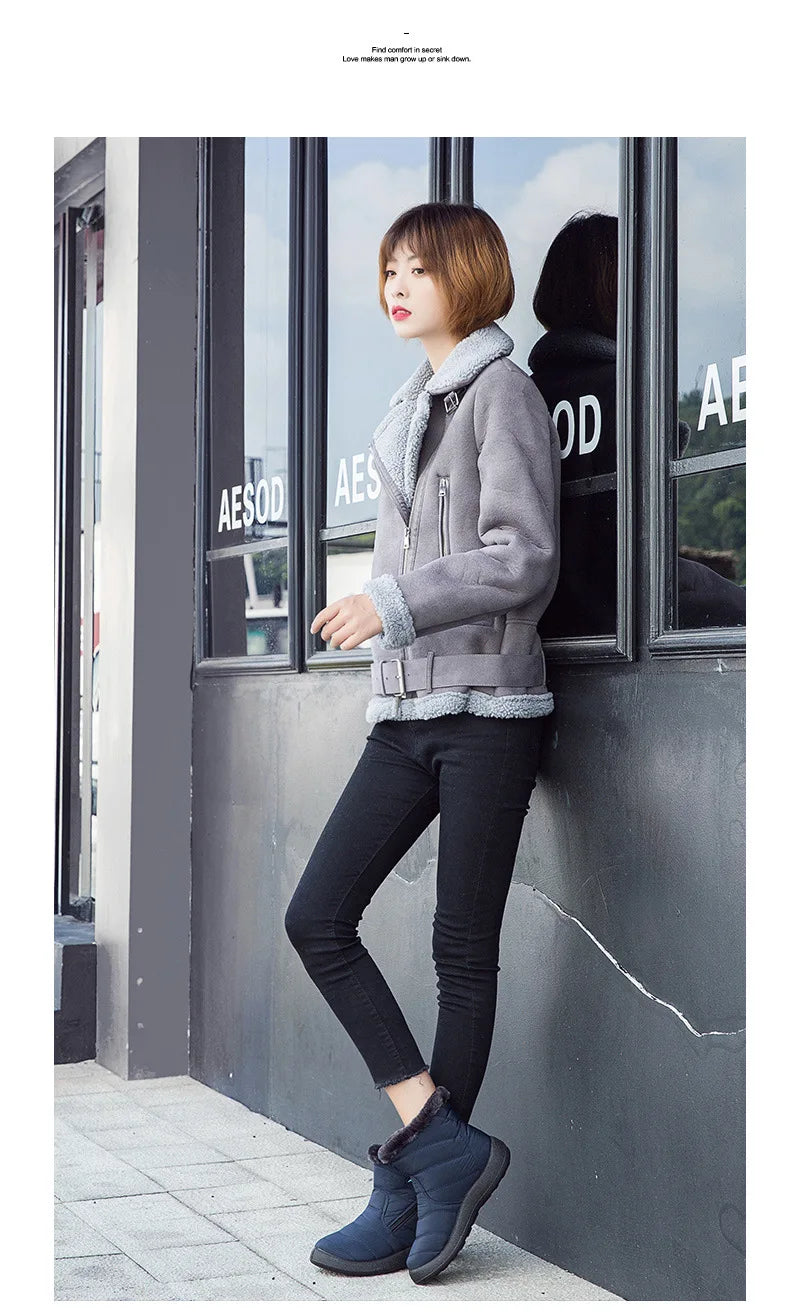 Winter Women Boots Thick Bottom Ankle Boots Women Waterproof Boots Fashion Women Shoes Solid Color Ladies Shoes Female Sneakers