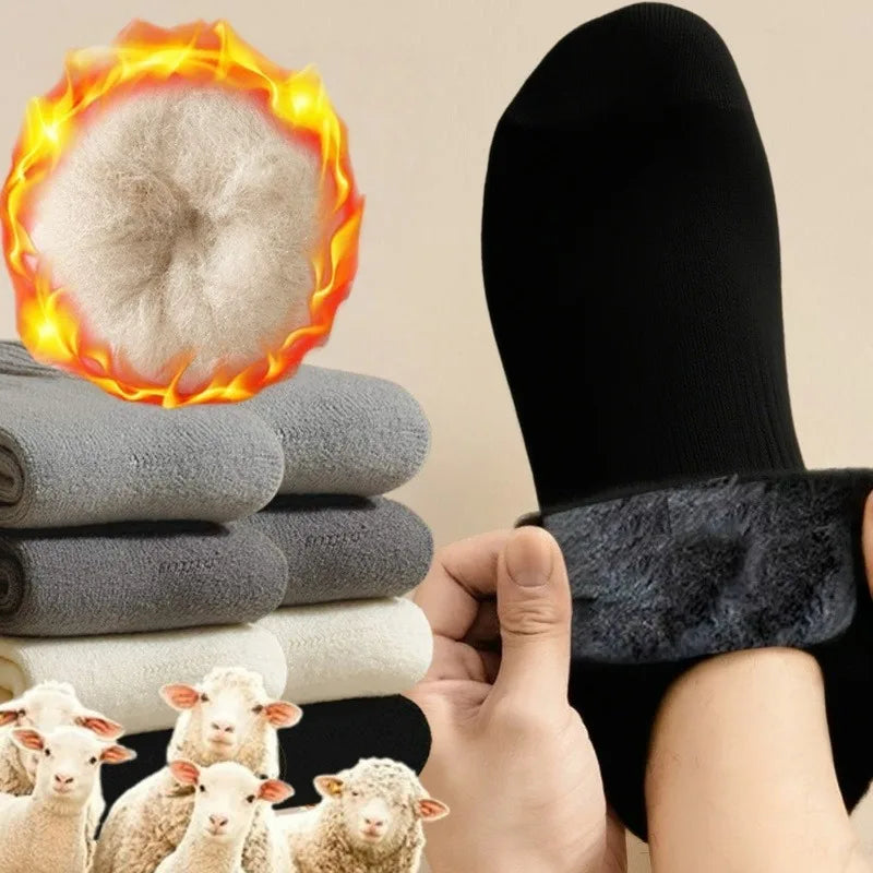 Winter Thermal Socks for Men Thickened Fleece Lined Long Socks Cashmere Feel Heat Retention Cold Weather Warm Sock Outdoor Sking