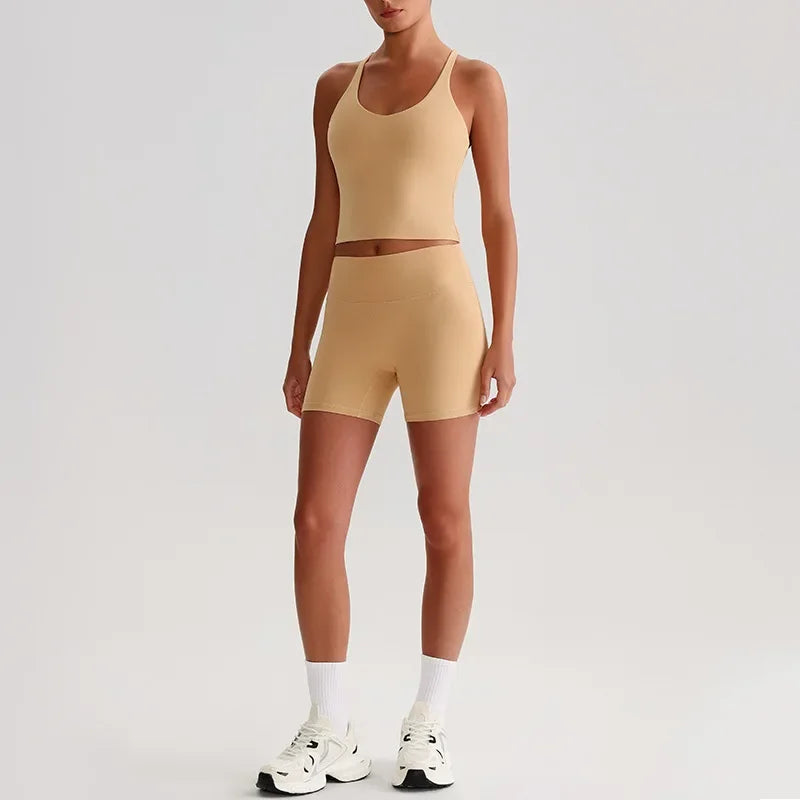 Women's Yoga Outfit Set Summer Sports Bra Vest Breathable Quick-Dry Workout Clothes Gym Running Fitness Suit Yoga Outfit