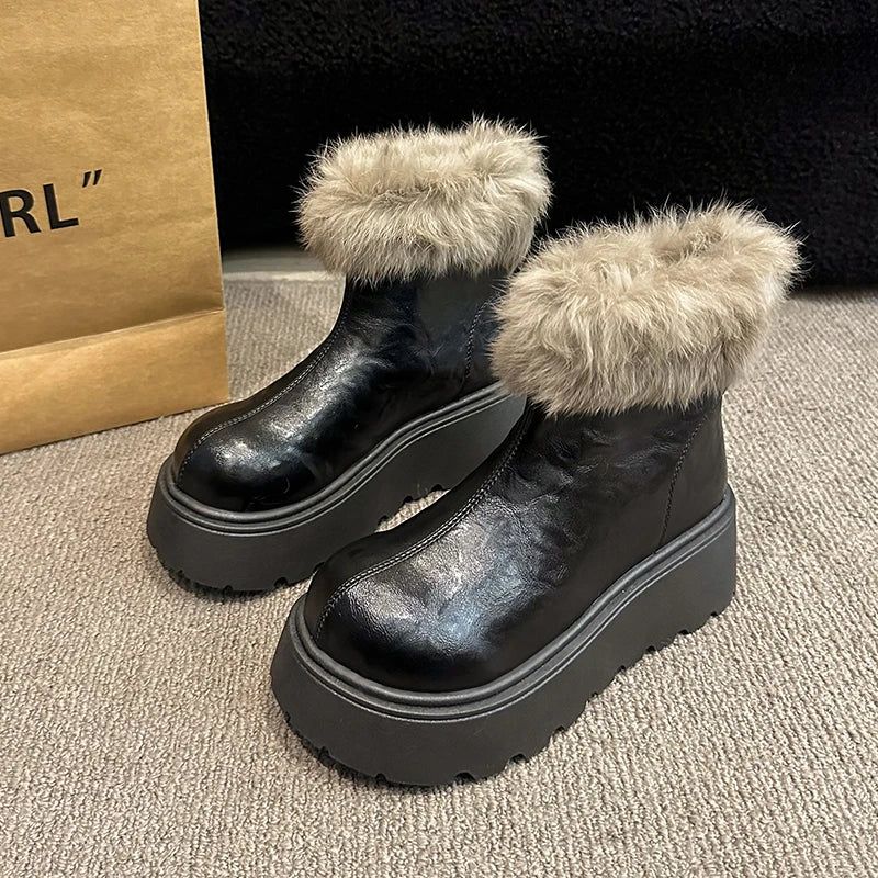 2026 Winter Vintage Women's Boots with Fashionable Added Insulation Warm and Thick Soles High Heels Made of Cotton Hot 35-40