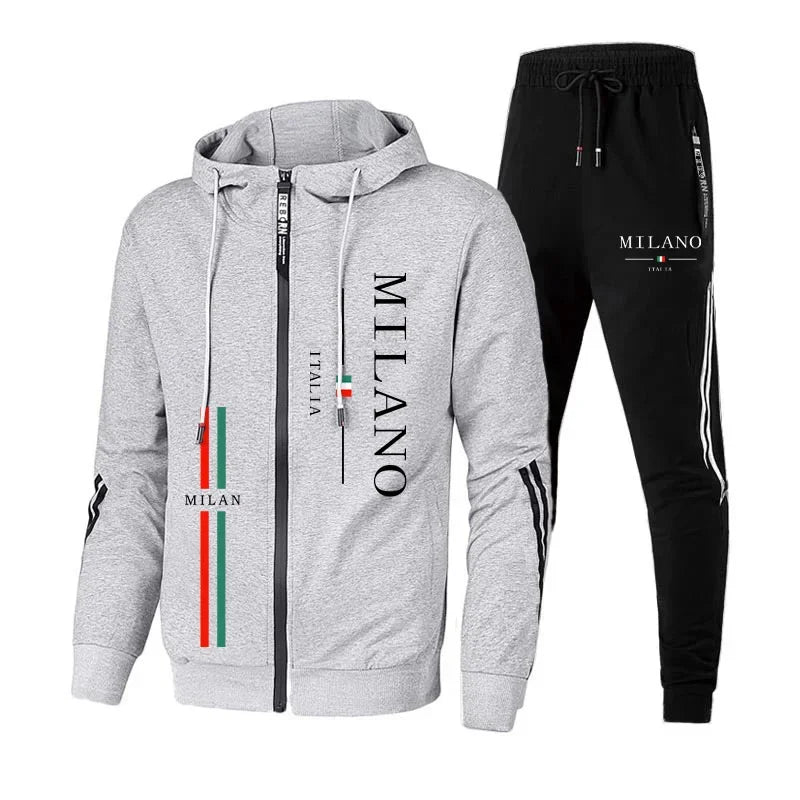 Fall Winter Daily Casual Sporty Jogger Set Fitness Jacket Outfit 2025 New Arrival Men's Tracksuit Zip-up Hoodie Black Sweatpants