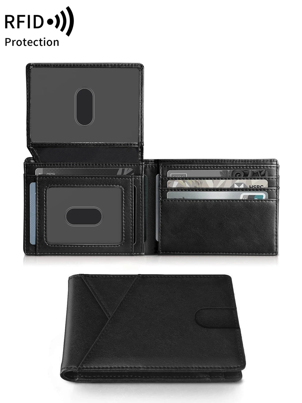 RFID Carbon Fiber Ultra-thin Trifold Wallet Simple Front Pocket Design Wallet Multi-function Portable 8 Card Slots Men's Wallet