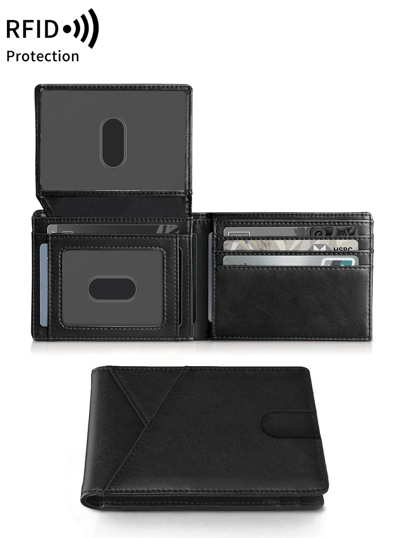 RFID Carbon Fiber Ultra-thin Trifold Wallet Simple Front Pocket Design Wallet Multi-function Portable 8 Card Slots Men's Wallet