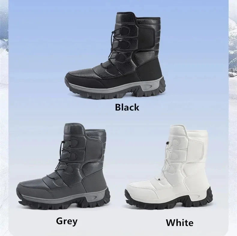New Winter Men's Shoes Warm Plush Men's Boots High Top Couple Snow Boots Winter Outdoor Anti-Slip Ankle Boots Work Casual Boots