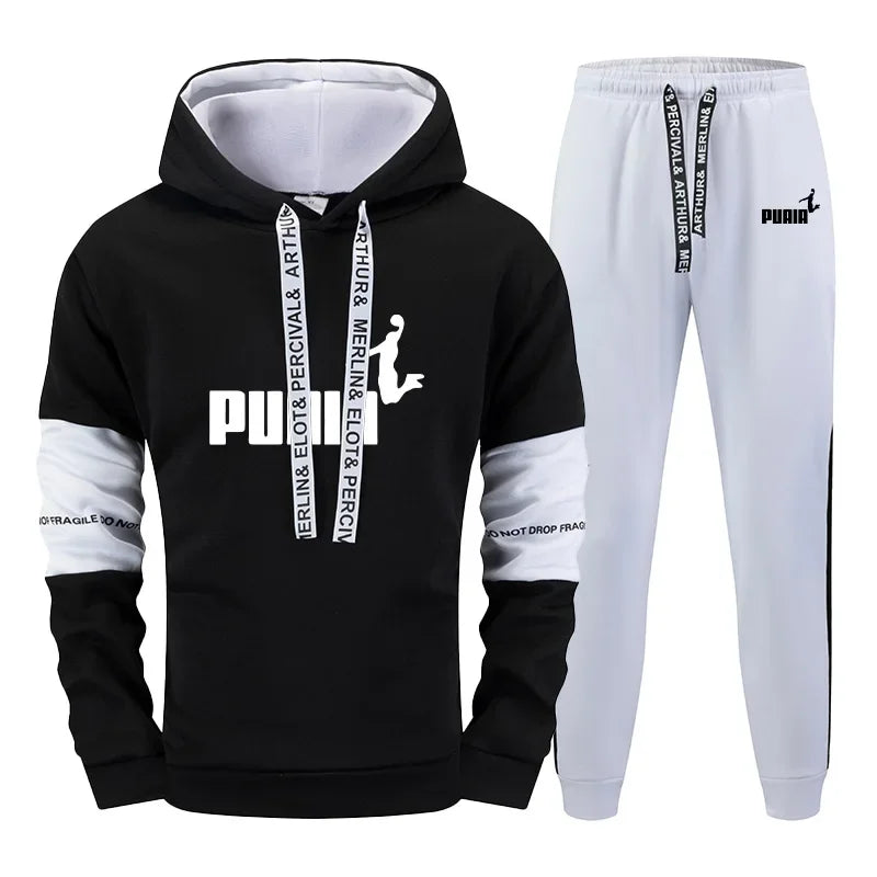Fall Winter Daily Casual Sporty Jogger Set Urban Fashion Hoodie Sportswear 2025 New Men's Tracksuit Hooded Sweatshirt Sweatpants