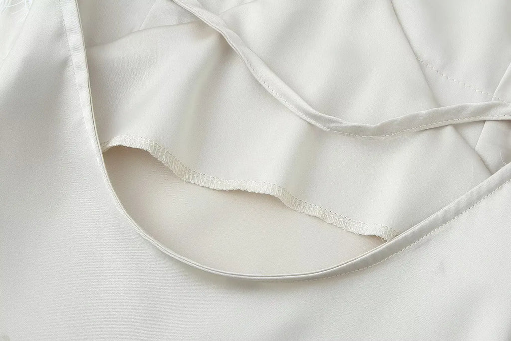 New 2026 Women V Neck Satin Sling Long Dress Lace Patchwork Backless Sexy White Gowns Summer Evening Party Maxi Vestidos