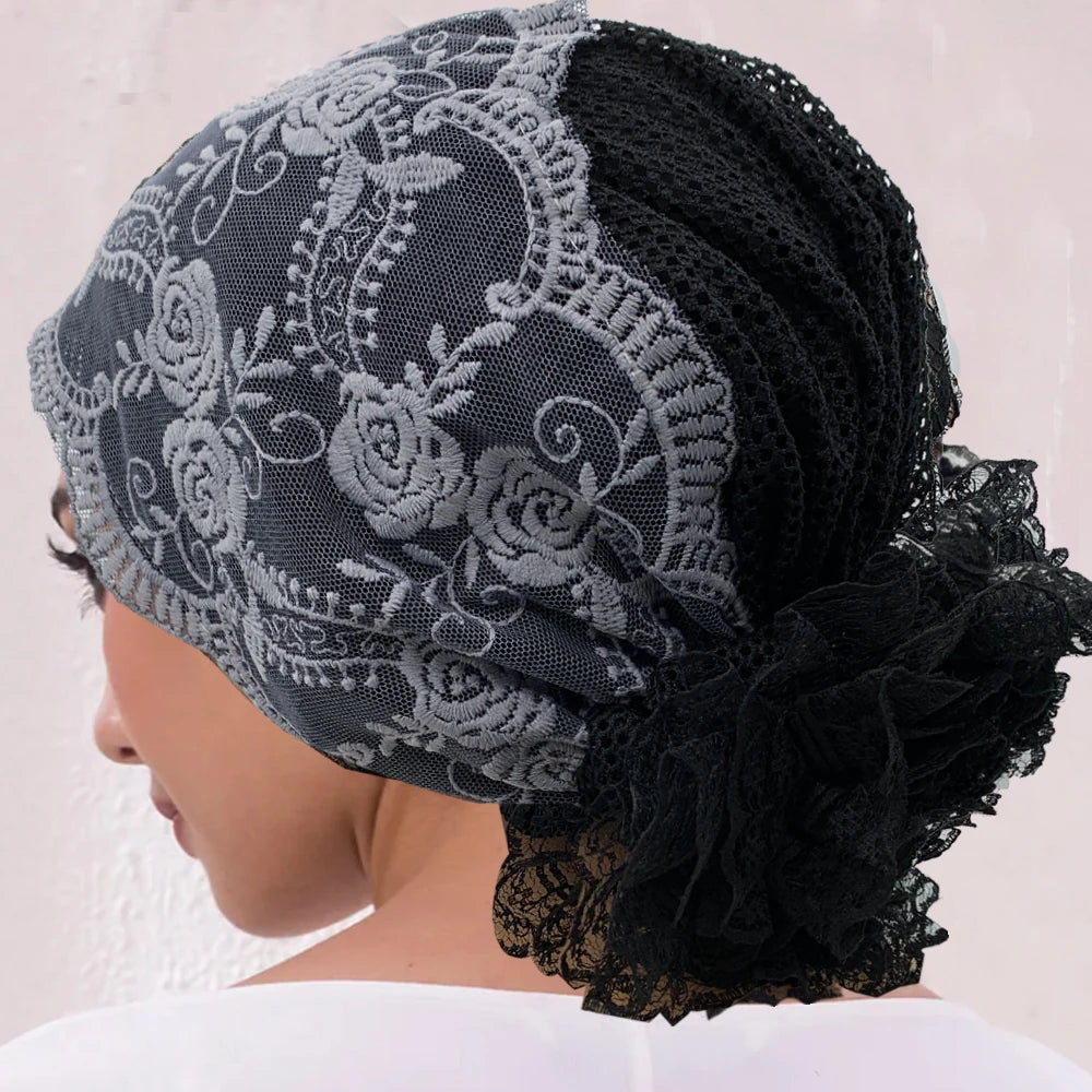 Muslim Under Scarf Hat Cancer Chemo Hats Turbante mujer Embroidery Turban Cap for Women Summer Breathable Head Wraps Bonnet