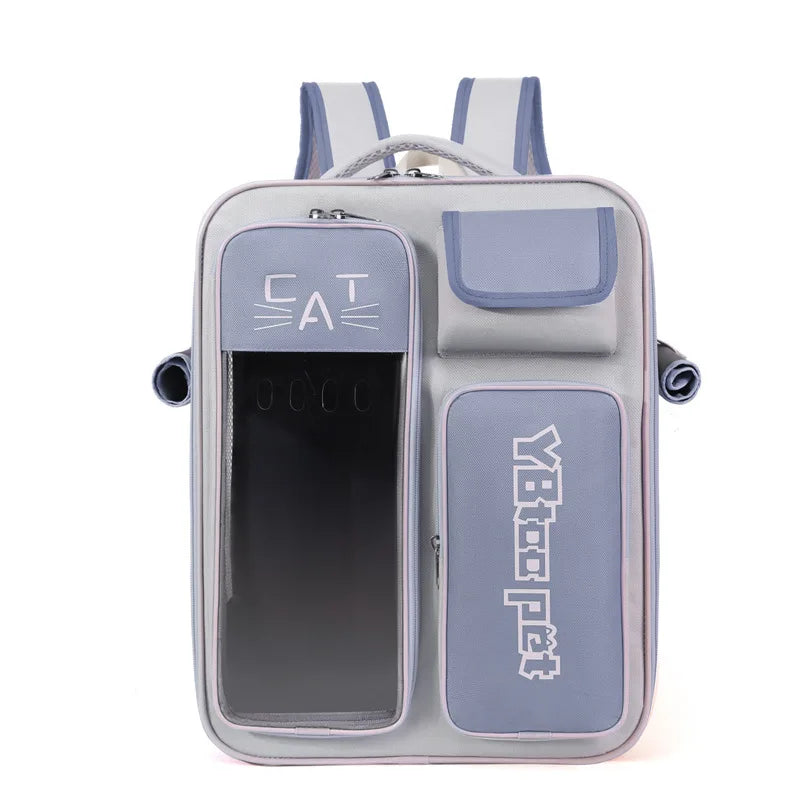 Cat backpack  outing schoolbag  double-shoulder pet bag  cat for travel  dog and cat supplies  transparent large-capacity portab