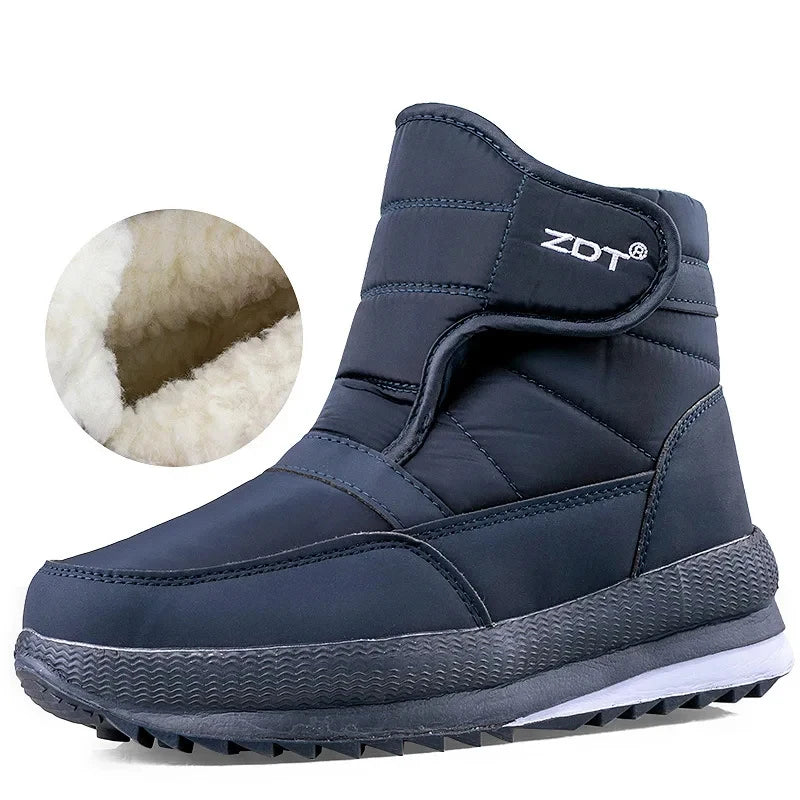 Winter High Boots for Man Outdoor Travel Snow Boots Zipper Non-slip Cotton Shoes Men Plus Velvet Keep Warm Men Casual Shoes 46