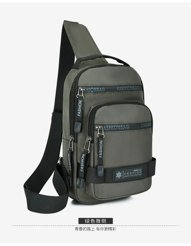 Chest Bag For Men New Large Capacity Shoulder Korean Version Travel Lightweight Nylon Crossbody Bag Backpack