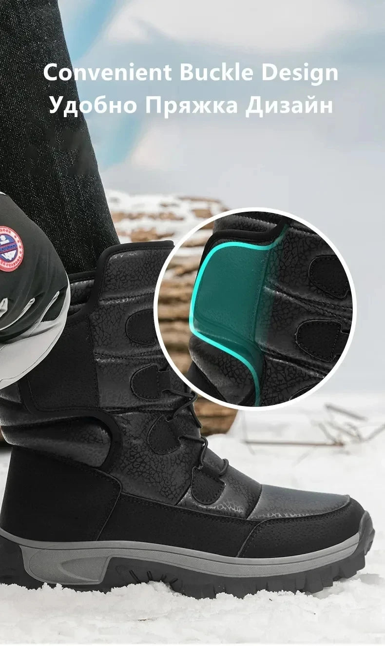 New Winter Men's Shoes Warm Plush Men's Boots High Top Couple Snow Boots Winter Outdoor Anti-Slip Ankle Boots Work Casual Boots