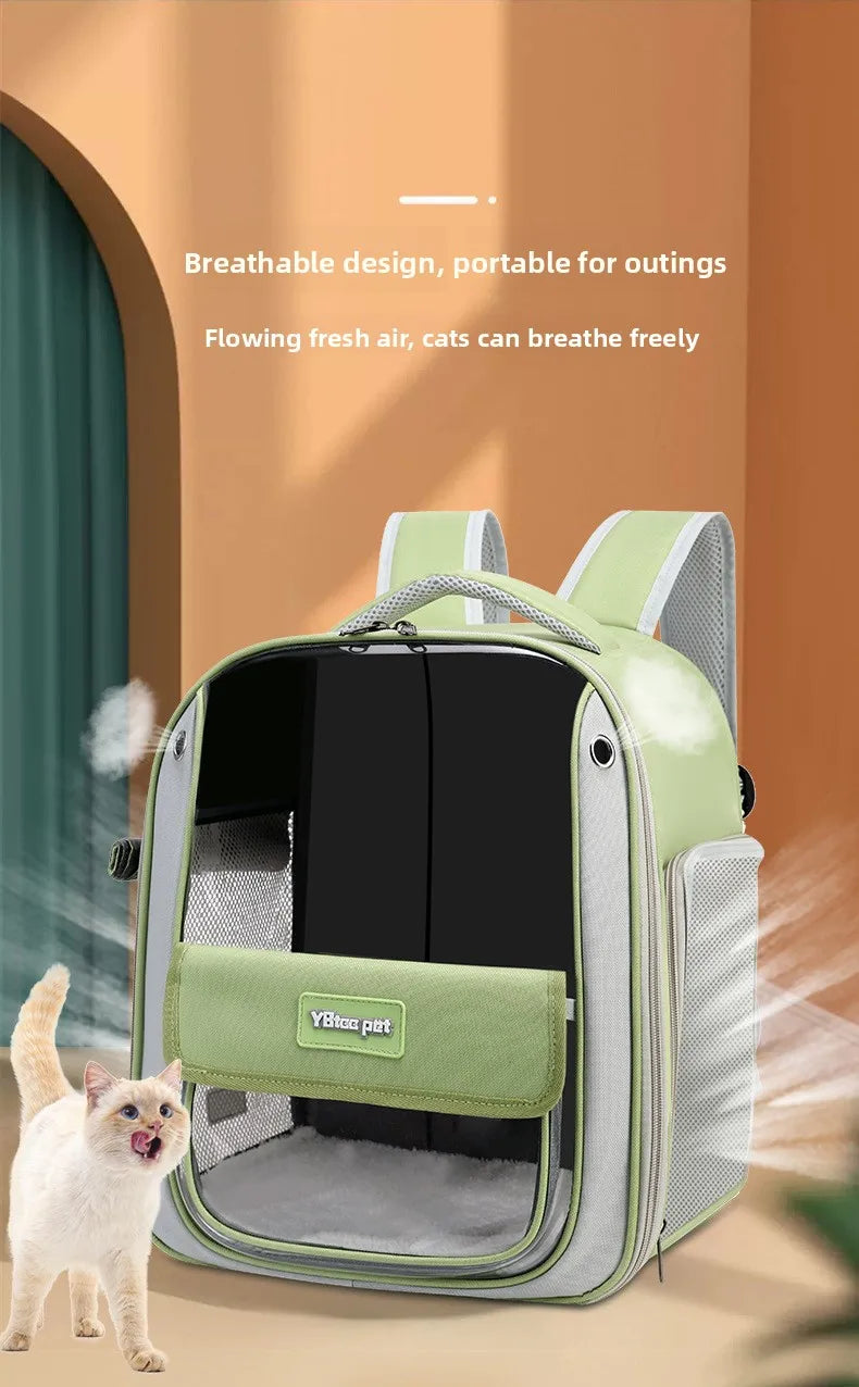 Cat backpack  outing schoolbag  double-shoulder pet bag  cat for travel  dog and cat supplies  transparent large-capacity portab