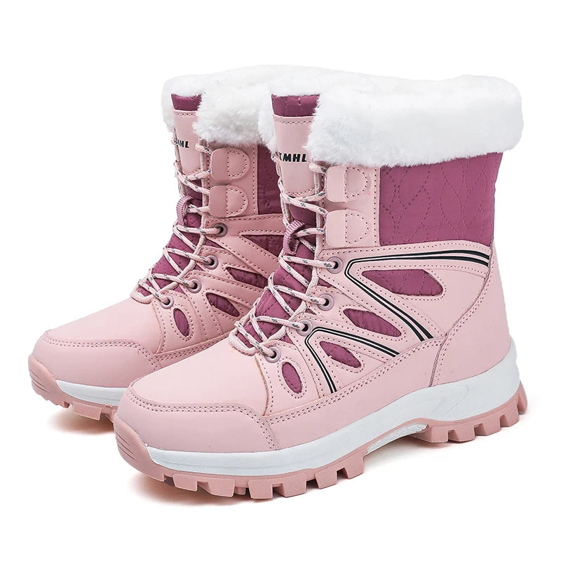 Winter Snow Boots Women High-top Outdoor Casual Keep Warm Soft Plush Ankle Boots Women Anti-slip Wear-resistant Women Shoes