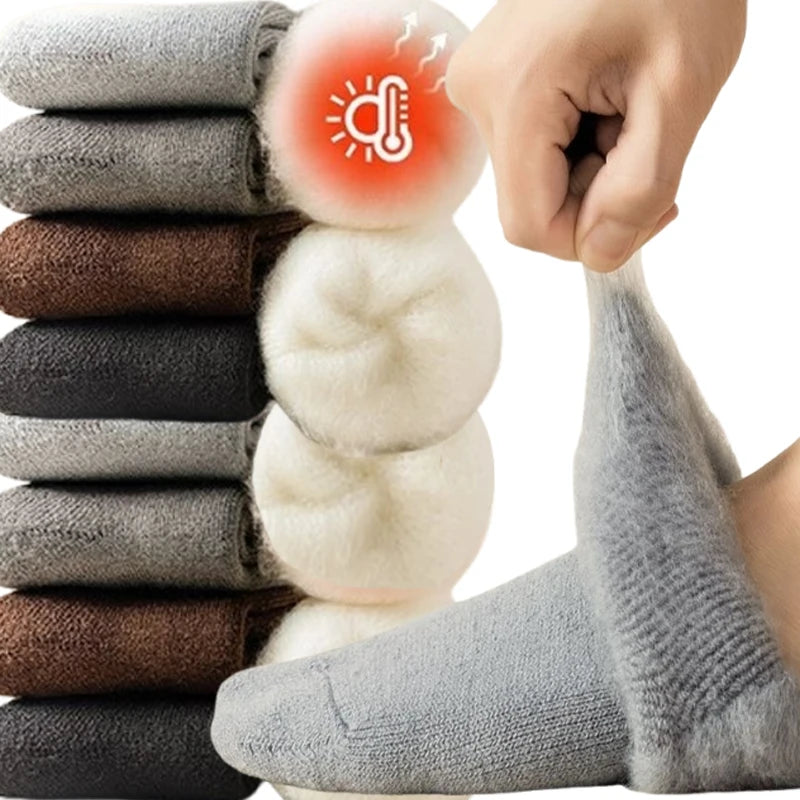 Winter Thermal Socks for Men Thickened Fleece Lined Long Socks Cashmere Feel Heat Retention Cold Weather Warm Sock Outdoor Sking