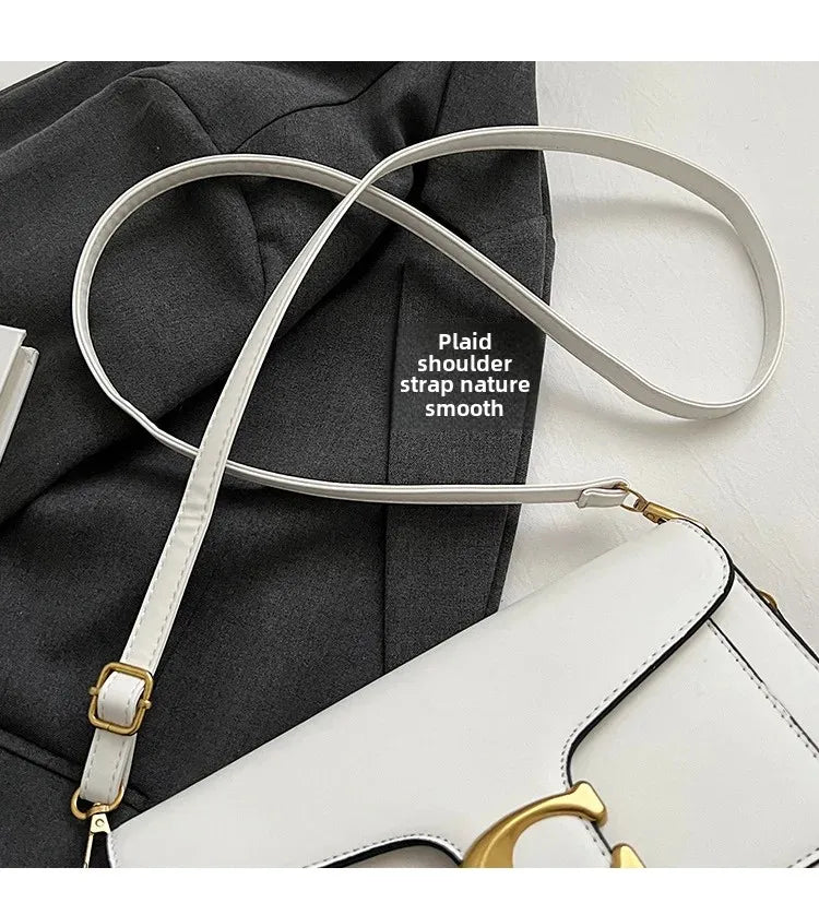 2025 New Women's High-End Pure Color Simple Square Bag Multi-Layer Commuting Single Shoulder Bag Neutral Minimalist Style