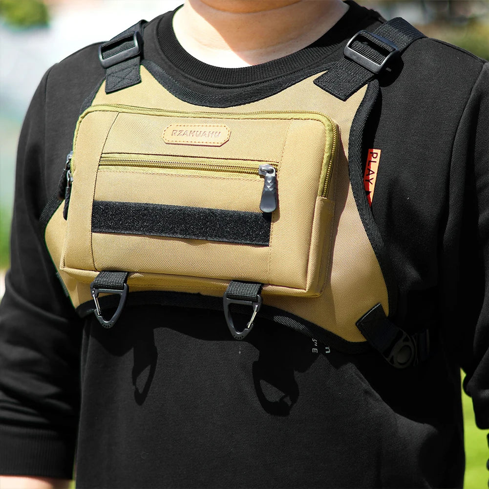 Front Chest Pack Multi-Pockets Fashion Sport Backpack Adjustable Strap Streetwear Chest Bag for Running Travel