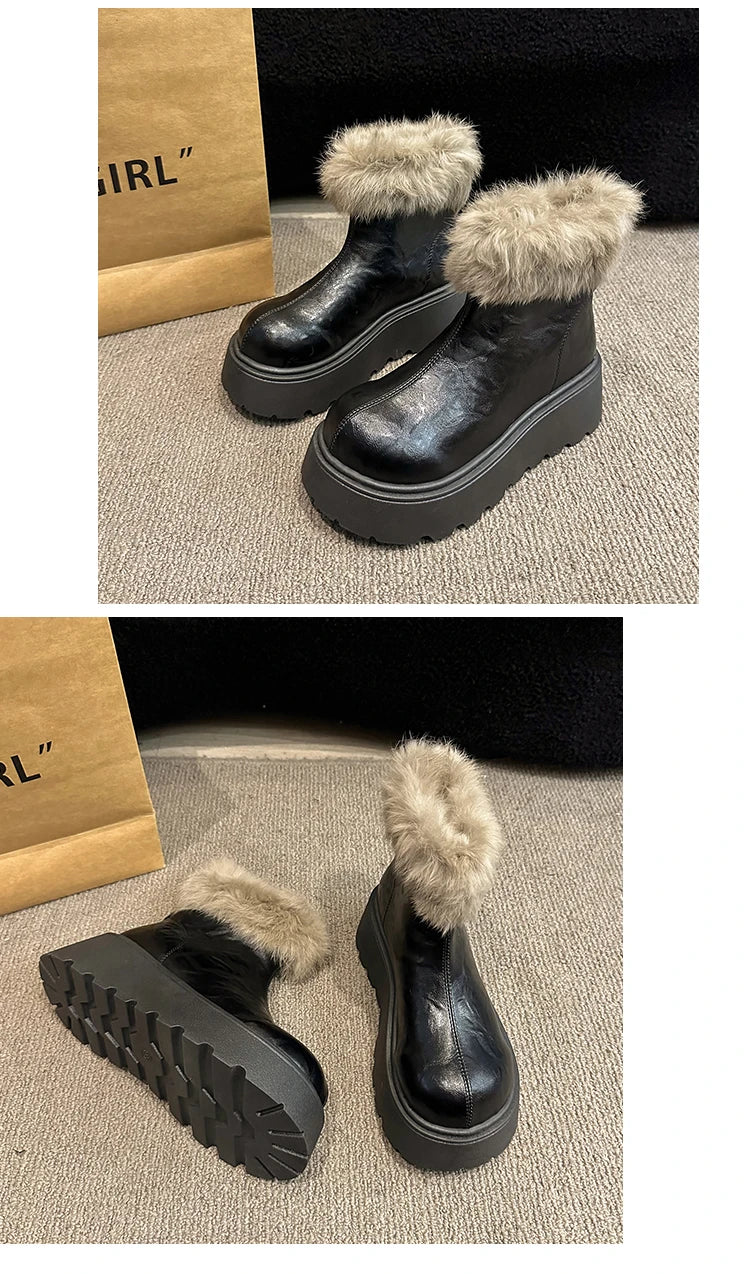 2026 Winter Vintage Women's Boots with Fashionable Added Insulation Warm and Thick Soles High Heels Made of Cotton Hot 35-40