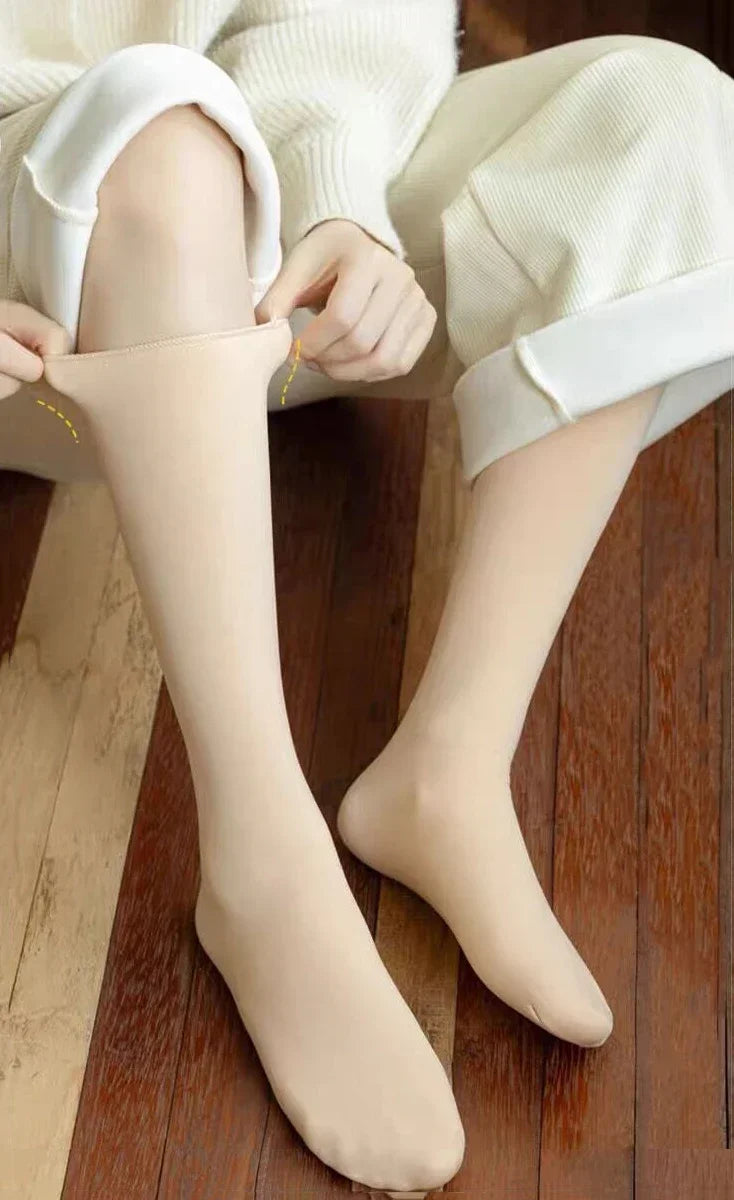 Winter Snow Long Socks Women Warm Over Knee Tights Soft Velvet Thicken Plush Thigh High Stockings Female Sleeping Boots Leggings