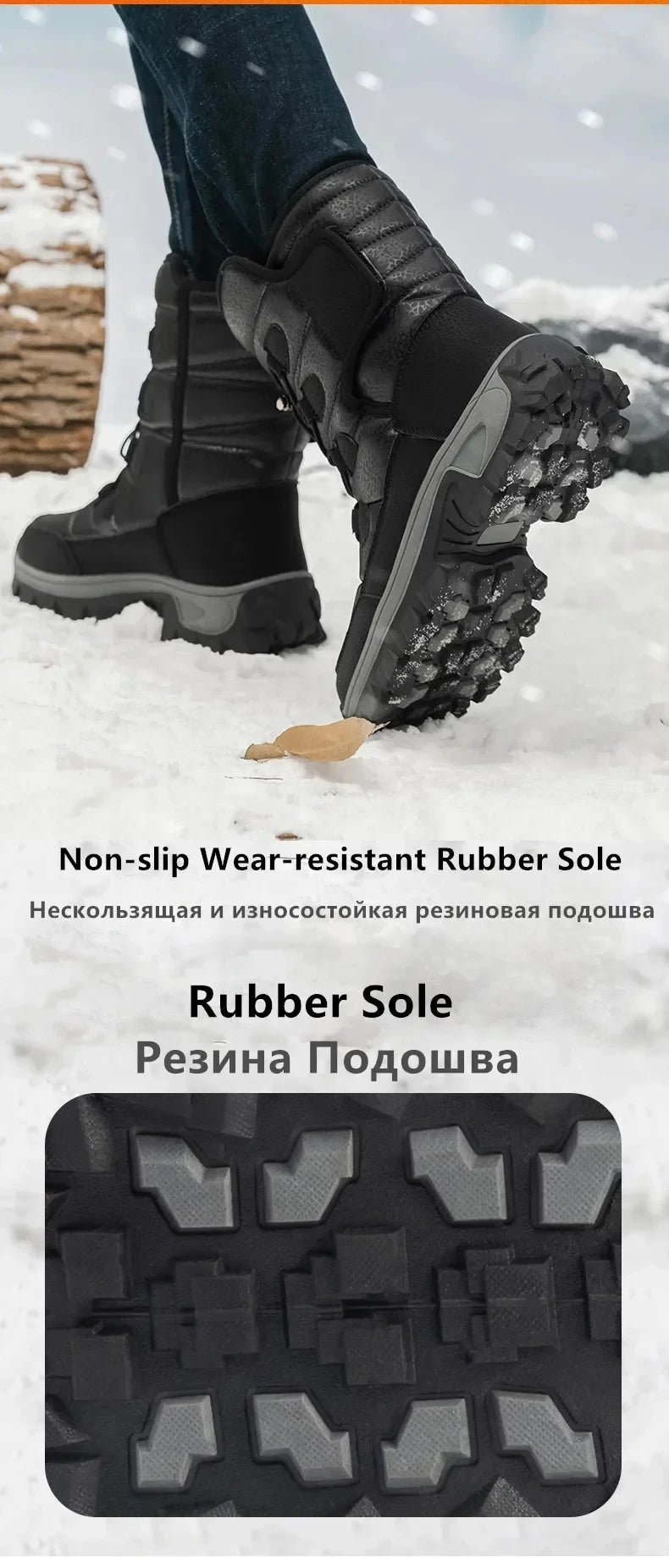 New Winter Men's Shoes Warm Plush Men's Boots High Top Couple Snow Boots Winter Outdoor Anti-Slip Ankle Boots Work Casual Boots
