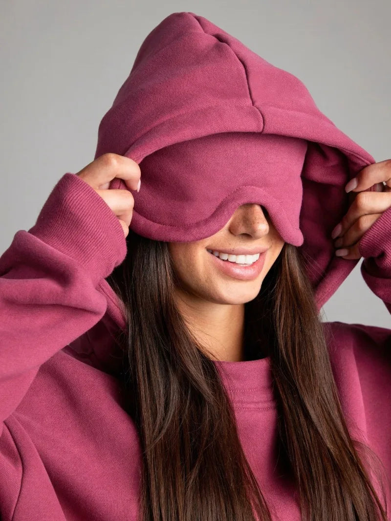 Fitness Workout Outfits Autumn Winter Women Tracksuit Sport Pocket Sweatshirt Hoodies with Eye Patch Sweatpants Two Piece Set