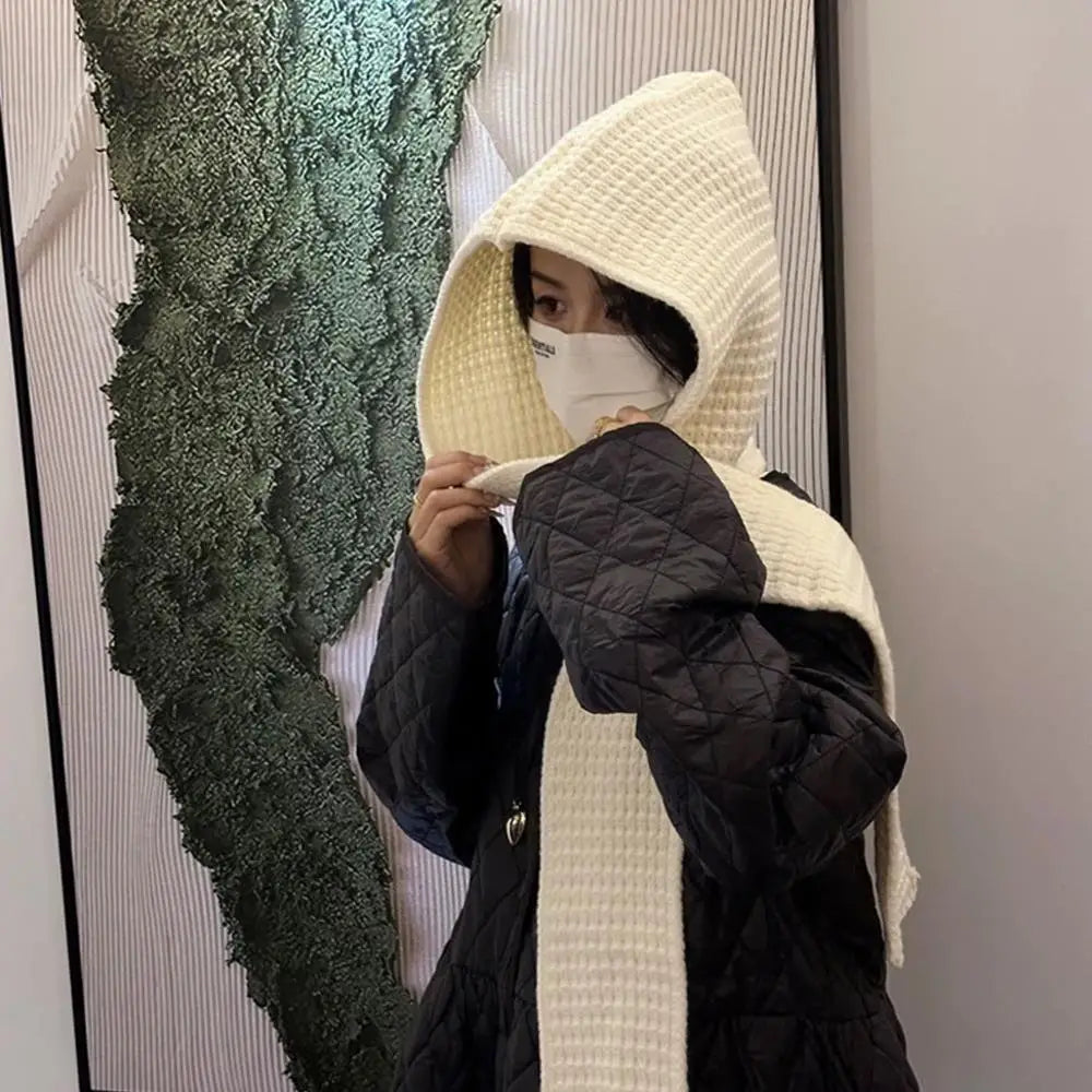 Hooded Scarf Early Autumn Scarf Hats Fashion Ear Protector Beanies Useful Earmuffs Cap Winter Thicken Items Women Neck Scarf