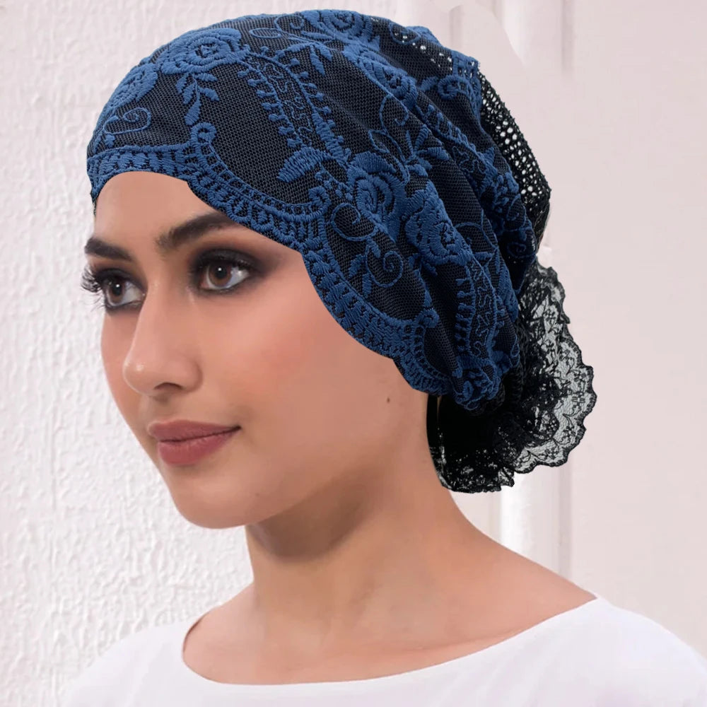 Muslim Under Scarf Hat Cancer Chemo Hats Turbante mujer Embroidery Turban Cap for Women Summer Breathable Head Wraps Bonnet