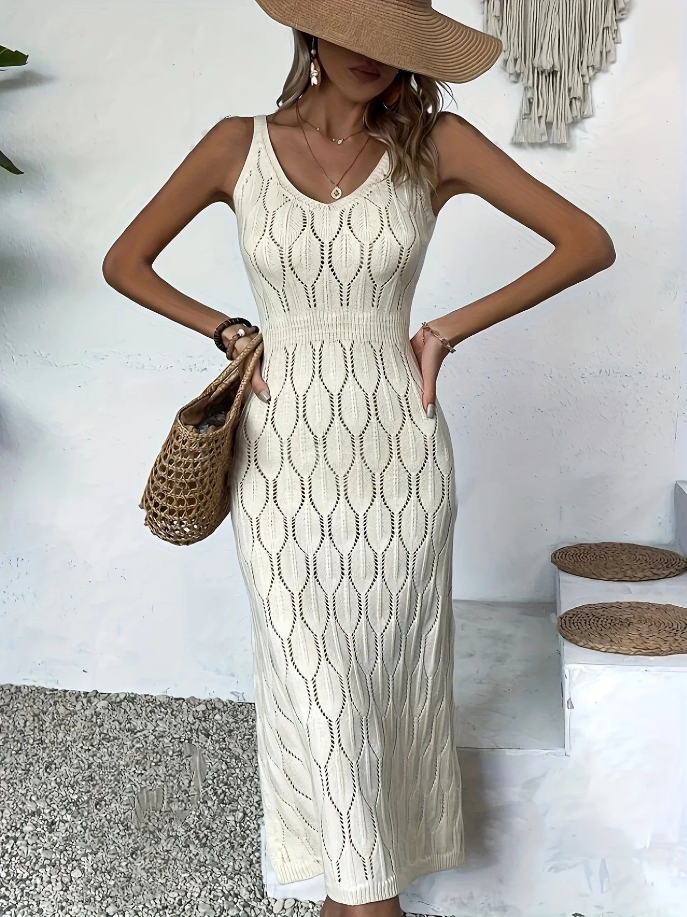 Fall/Winter  fashionable casual slim elasticated waist unique design niche knit dress