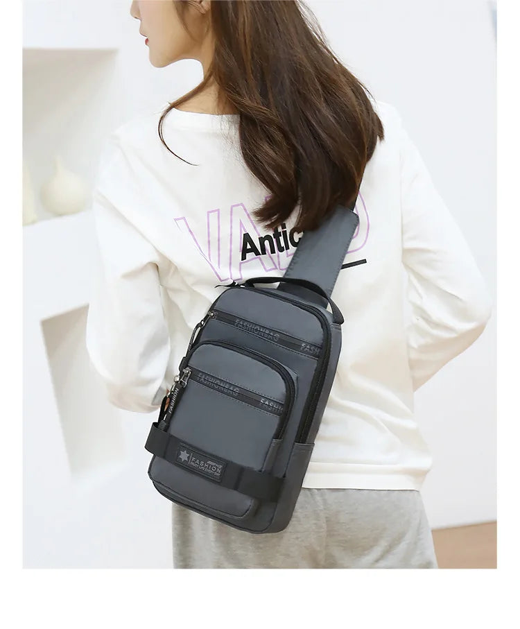 Chest Bag For Men New Large Capacity Shoulder Korean Version Travel Lightweight Nylon Crossbody Bag Backpack