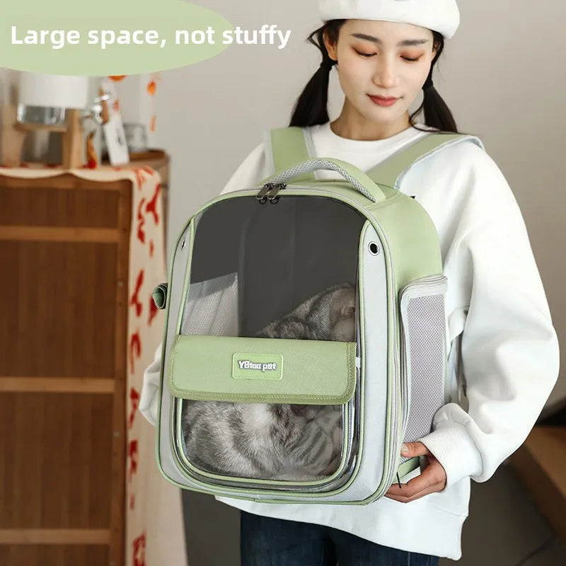 Cat backpack  outing schoolbag  double-shoulder pet bag  cat for travel  dog and cat supplies  transparent large-capacity portab