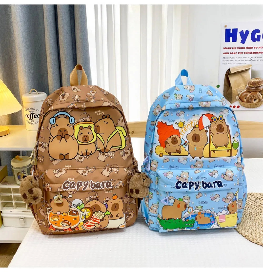 Cute Large Capacity Capybara Backpack Cartoon Breathable Student Schoolbag Nylon Ultra-light Book Bag Back to school Women Girl